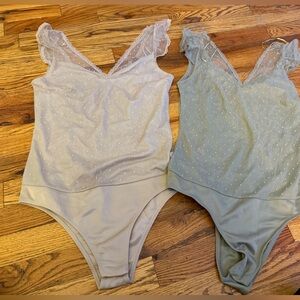 Sheer Polka Dot Bodysuits in Cream and Sage